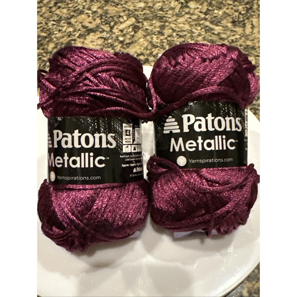 Patons Metallic Yarn METALLIC FUCHSIA #95434 3oz 85gr LOT 2 Skein Gorgeous
